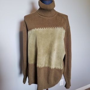 Terry Lewis Green Leather Knit Sweater